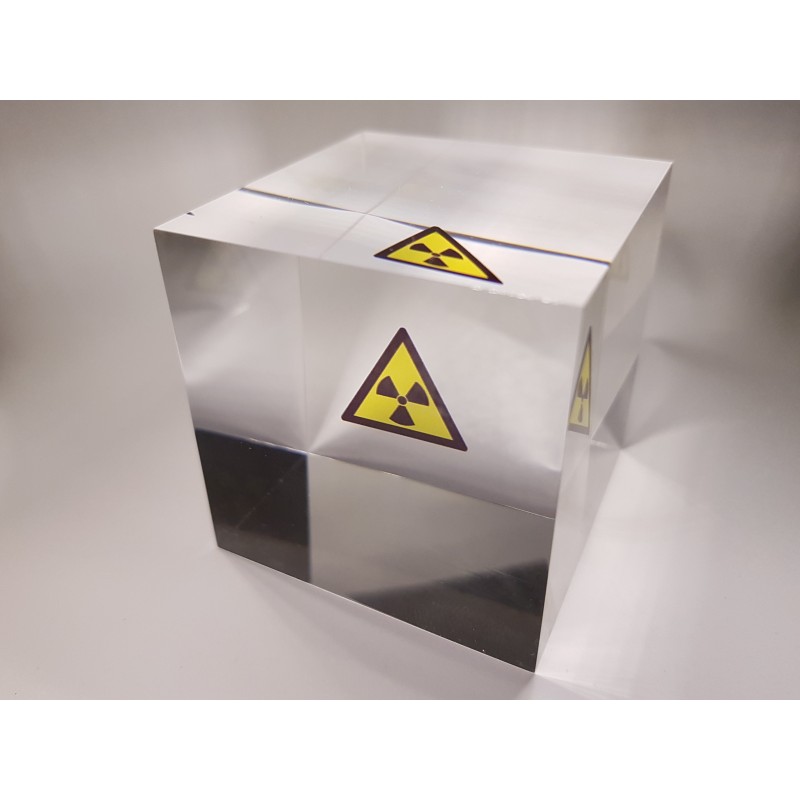 Acrylic cube "Radioactive sign"